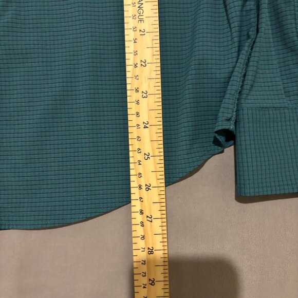 Untuckit Shirt Men M Green Geometric Performance Slim Fit Button Up Long Sleeve - Picture 3 of 5